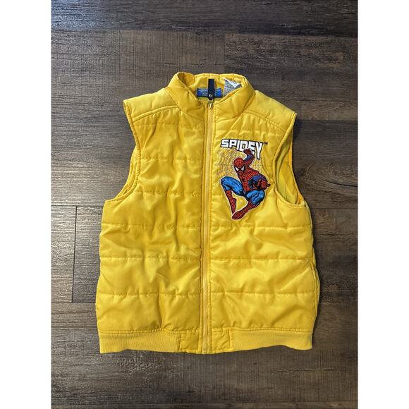 Spiderman Spidey Boys Puffer Vest Winter 6/7 Yellow! - Picture 1 of 3